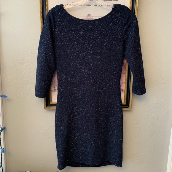 Windsor Navy Drape Back Stretch Metallic Mini Dress - Picture 3 of 8